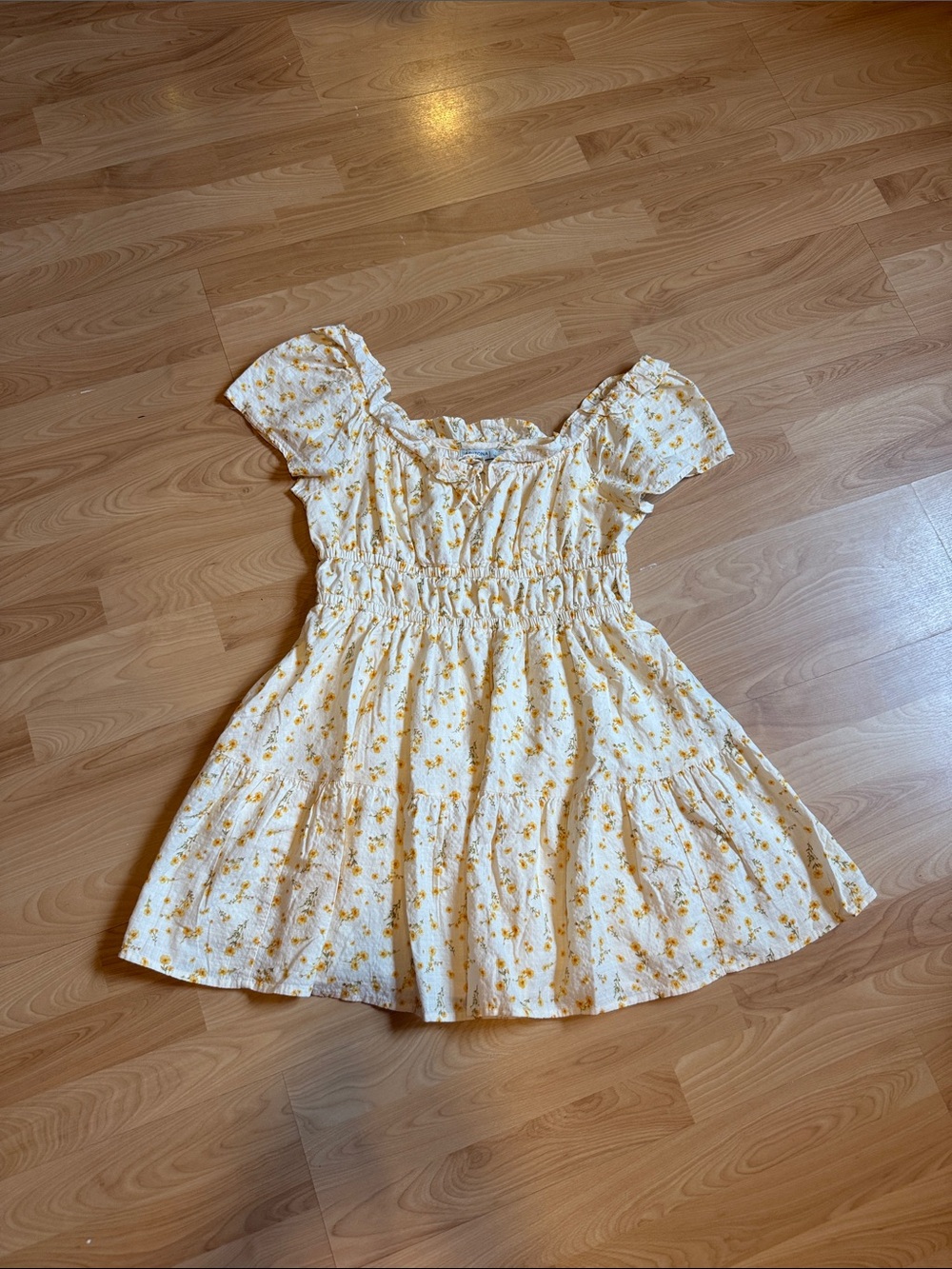 Arizona Jean Company Yellow Floral Smocked Sundress